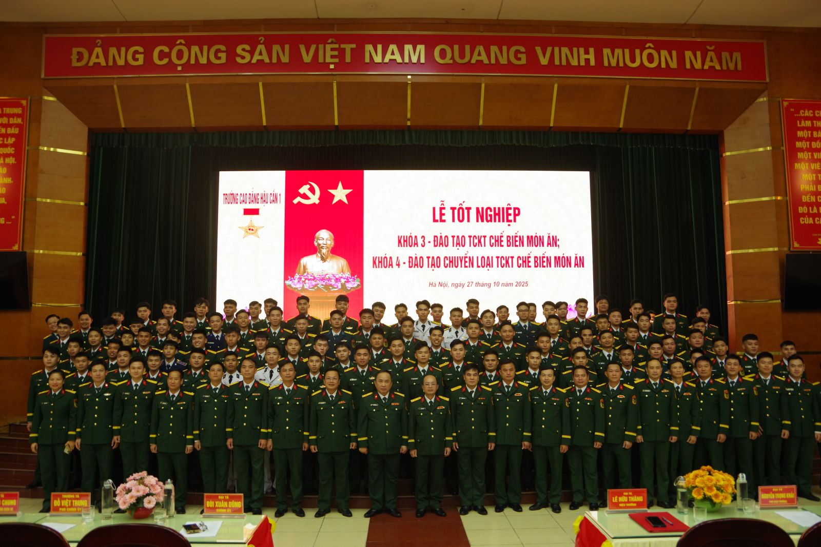 TRƯỜNG CAO ĐẲNG HẬU CẦN 1 TỔ CHỨC LỄ TỐT NGHIỆP CHO 03 LỚP KỸ THUẬT CHẾ BIẾN  MÓN ĂN K503AB, QNCL4